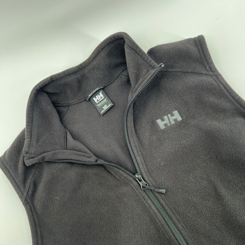 Helly Hansen Mens Polartec Fleece Vest Black Full Zip Large HH Logo Hiking Layer